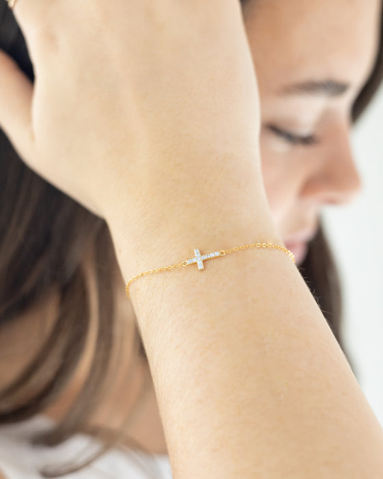 Diamond Cross Bracelet