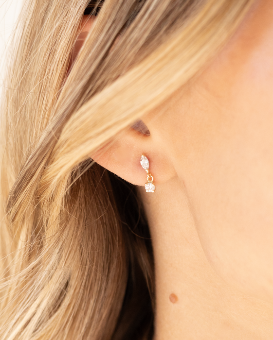 14k Gold Marquise Drop Studs