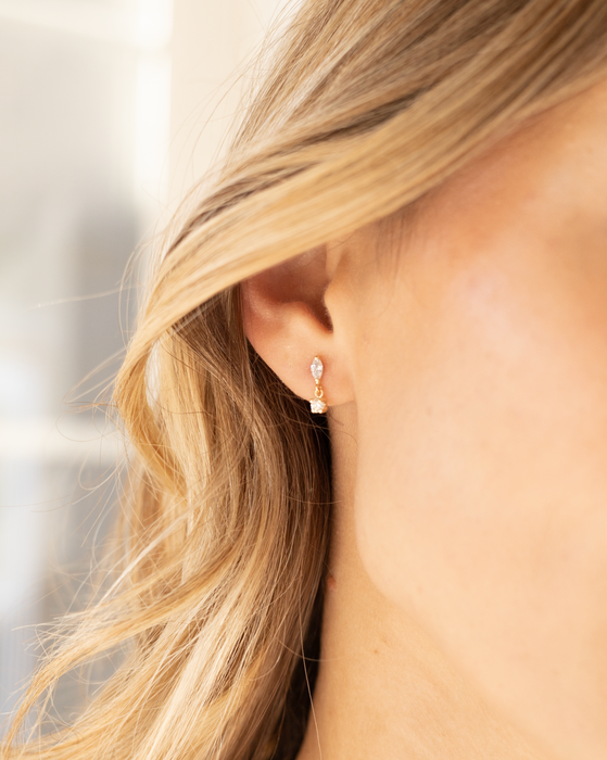 14k Gold Marquise Drop Studs