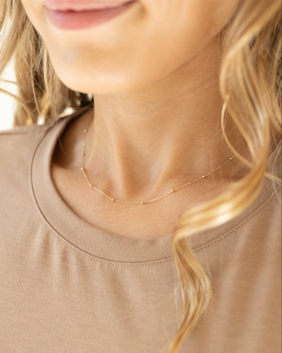 14k Gold Beaded Necklace