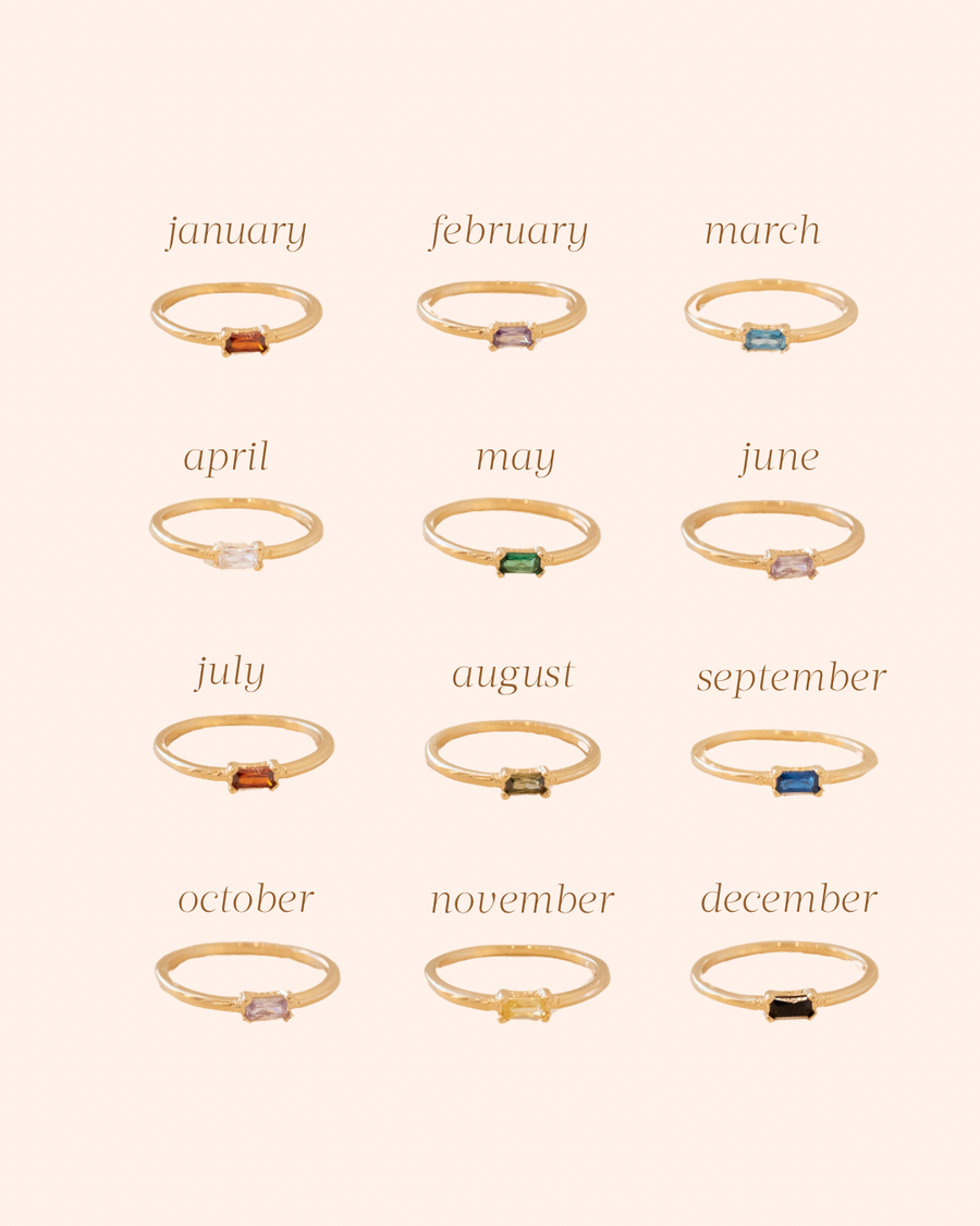 Birthstone Baguette Ring