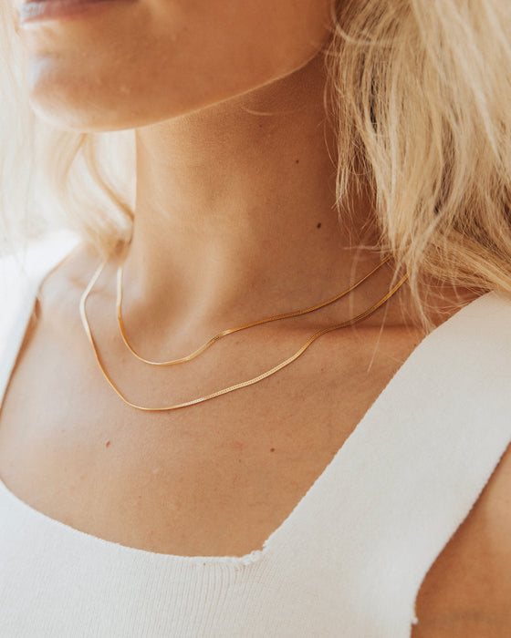 Gradient Herringbone Chain Double-Layered Necklace | Mikado Diamonds